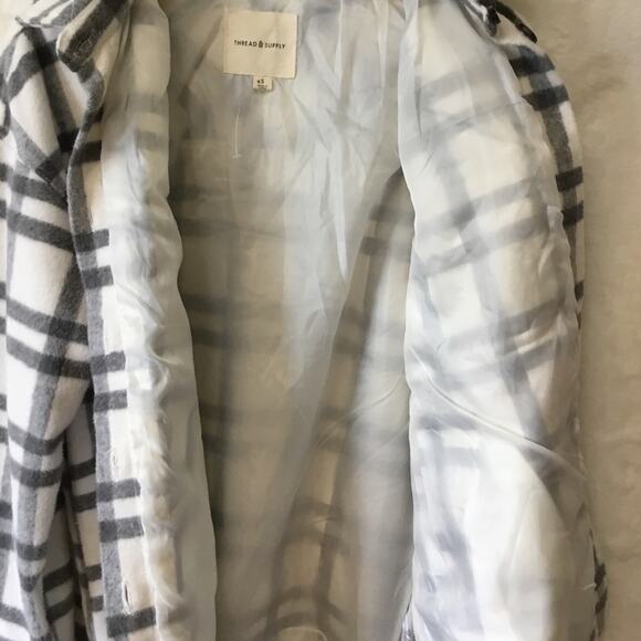 Thread & Supply Grey White Plaid Button Lined Jacket - Picture 6 of 15